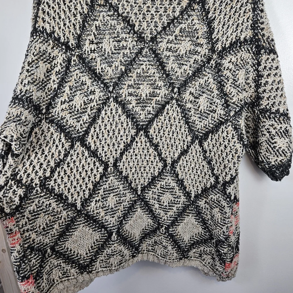 Bluetique Southwestern Abstract Chunky Knit Open Front Cardigan Sweater Size XL